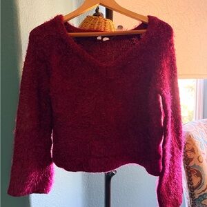 Moth Deep Red V-Neck Sweater